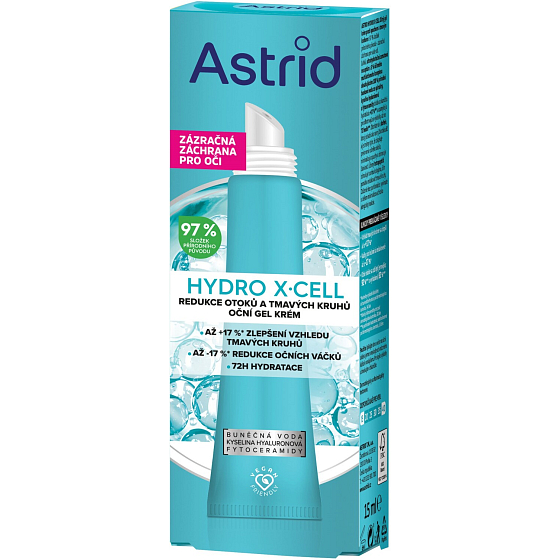 Astrid oční gel Hydro X-Cell proti otokům a kruhům, 15 ml