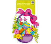 Okenní fólie bez lepidla velikonoční hologramová tvarovaná košík s vajíčky 40 x 27 cm 1 kus
