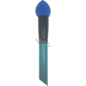Kosmetický štětec s pěnovou houbičkou tyrkysovo-černá rukojeť 16 cm