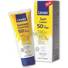 Linola Sun Lotion SPF50 opalovací tělové mléko pro citlivou a k ekzémům náchylnou pokožku 100 ml