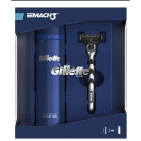 Gillette Mach3 holicí strojek + náhradní hlavice 1 kus + gel na holení 200 ml kosmetická sada pro muže