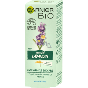 Garnier Bio Graceful Lavandin Organický levandulový olej a vitamín E oční krém proti vráskám pro všechny typy pleti 15 ml