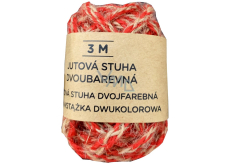 Albi Jutová stuha dvoubarevná Červená s přírodní 3 m