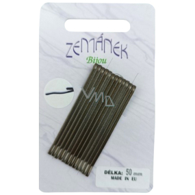 Zemánek Sponky, pérka do vlasů hnědé 50 mm 12 kusů