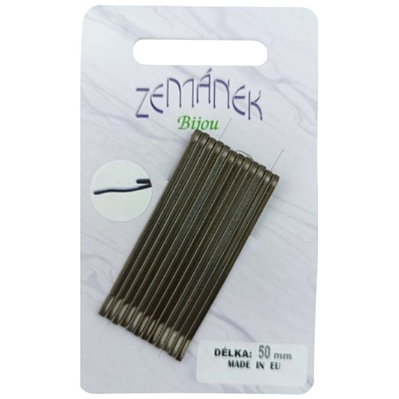 Zemánek Sponky, pérka do vlasů hnědé 50 mm 12 kusů