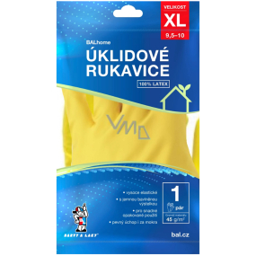 Balhome Rukavice latexové úklidové žluté velikost XL 1 pár