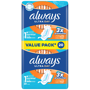 Always Ultra Day Normal duo hygienické vložky s křidélky 20 kusů Always Ultra Day Normal duo hygienické vložky s křidélky 20 kusů