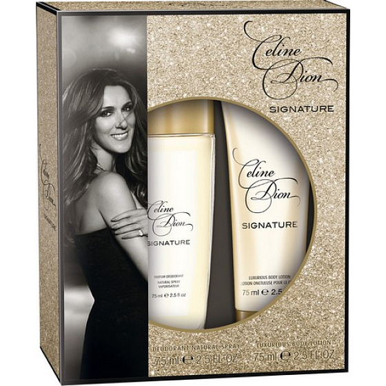Celine Dion Signature parfémovaný deodorant sklo pro ženy 75 ml + tělové mléko 75 ml, kosmetická sada