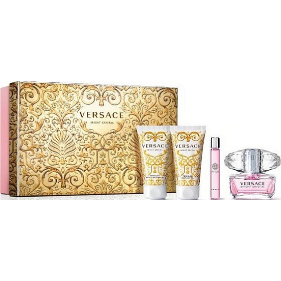Versace Bright Crystal toaletní voda 50 ml + tělové mléko 50 ml + sprchový gel 50 ml + roller ball 10 ml, dárková sada pro ženy