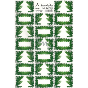 Arch Stromeček zelený vánoční samolepky na dárky 20 etiket 1 arch