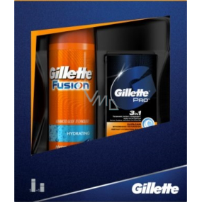 Gillette Fusion gel na holení 200 ml + Pro 3v1 balzám po holení 50 ml, kosmetická sada pro muže