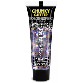 Diva & Nice Chunky Glitter Holographic UV ozdobný gel na tělo a obličej Dusk Till Dawn - fialový 13 ml