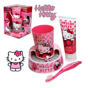 Hello Kitty Zubní pasta + kartáček na zuby + časovač 2.min.- doba čištění zoubků, dárková sada