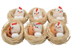 Hnízda s kuřátkem a vejcem 5,5 cm 6 kusů v krabičce