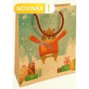Nekupto Dárková kraftová taška 25 x 8 x 19 cm Vánoční medvěd