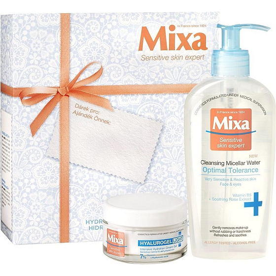 Mixa Hyalurogel Box Optimal Tolerance micelární voda 200 ml + Hyalurogel Light denní krém 50 ml, kosmetická sada