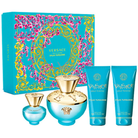 Versace Dylan Turquoise toaletní voda 100 ml + tělové mléko 100 ml + sprchový gel 100 ml + toaletní voda 5 ml miniatura, dárková sada pro ženy