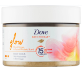 Dove Glow tělový peeling s vůní červeného pomeranče a rebarbory 295 ml
