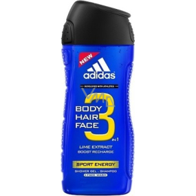 Adidas Sport Energy 3v1 sprchový gel na tělo, vlasy a tvář pro muže 400 ml