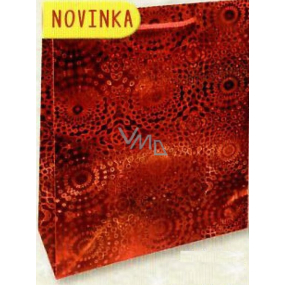 Nekupto Dárková papírová taška hologram 32 x 26 x 13 cm Červená 121 30 THL