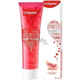 Colgate Dare To Love bílá zubní pasta obsahuje chladící rozpustné krystalky ve tvaru srdce 98 ml