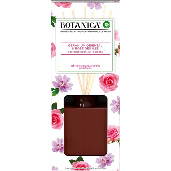 Air Wick Botanica Exotická růže a africká pelargónie vonné tyčinky osvěžovač vzduchu 80 ml
