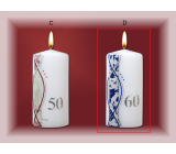 Lima Jubilejní 60 let svíčka modrý pruh se stříbrným zdobením válec 70 x 150 mm 1 kus