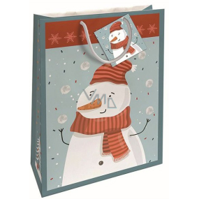 Nekupto Dárková papírová taška 46 x 33 x 10,5 cm Vánoční sněhulák