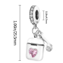 Charm Sterlingové stříbro 925 Airpods sluchátka s růžovým srdcem, 2v1 přívěsek na náramek zájmy