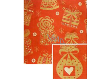 Nekupto Dárkový balicí papír vánoční 70 x 150 cm Červený, zlaté dárky