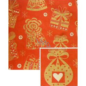 Nekupto Dárkový balicí papír vánoční 70 x 150 cm Červený, zlaté dárky