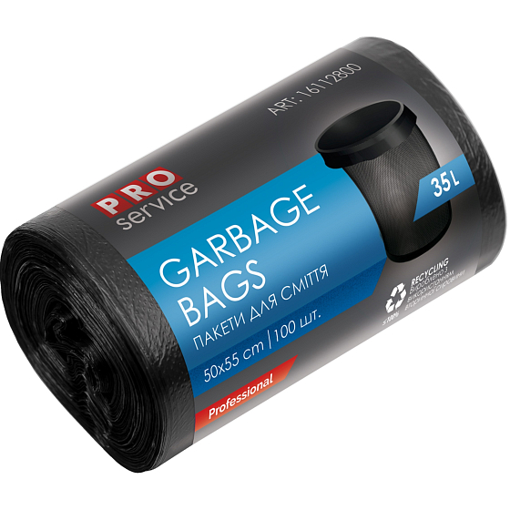Pro Service Garbage Bags na odpad černé 100 µ, 35 litrů 50 x 55 cm 100 kusů