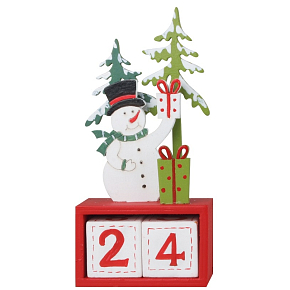 Adventní kalendář Sněhulák kostky na postavení 7 x 15,5 cm