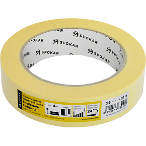 Spokar papírová zakrývací páska, 1 den, do 60 °C, rozměry 25 mm × 50 m