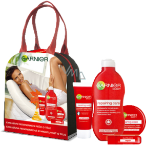 Garnier Regenerační tělové mléko + krém na tělo, ruce, tvář + balzám na rty, kosmetická sada