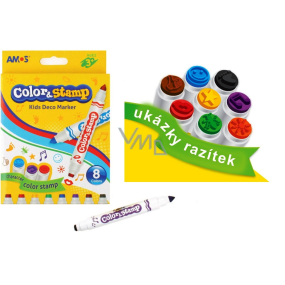 Amos Color & Stamp fixy s razítky 8 barev