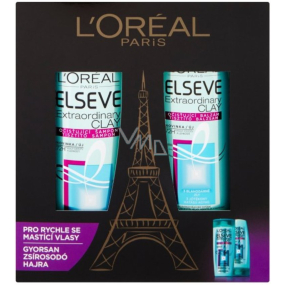 Loreal Paris Elseve Extraordinary Clay čisticí šampon pro mastné vlasy 250 ml + čisticí balzám pro mastné vlasy 200 ml, kosmetická sada 2017