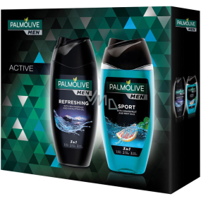 Palmolive Men Refreshing 3v1 sprchový gel na tělo, tvář a vlasy pro muže 250 ml + Men Sport 3v1 sprchový gel na tělo, tvář a vlasy pro muže 250 ml, kosmetická sada