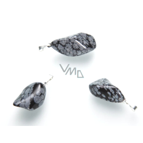 Obsidian vločkový Troml přívěsek přírodní kámen, M cca 3 cm, 1 kus, kámen záchrany