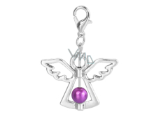 Anděl strážný přívěsek s fialovou perličkou 29 x 37 mm 1 kus