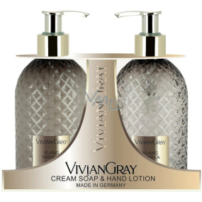 Vivian Gray Ylang a Vanilka luxusní tekuté mýdlo s dávkovačem 300 ml + luxusní mléko na ruce s dávkovačem 300 ml, kosmetická sada