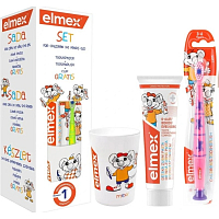 Elmex dětský balíček zubní pasta + zubní kartáček + kelímek