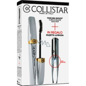 Collistar Shock řasenka černá 11 ml + Profesionální pinzeta s osvětlením, kosmetická sada