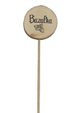 Bohemia Gifts Dřevěný zápich k bylinkám s potiskem - Bazalka průměr kolečka je 5 - 8 cm
