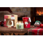 Yankee Candle After Sledding - Po sáňkovačce + Evergreen Mist - Lesní mlha + Candlelit Cabin - Chata ozářená svíčkou vosk do aromalampy 3 x 22 g + keramická aromalampa 1 kus, vánoční dárková sada
