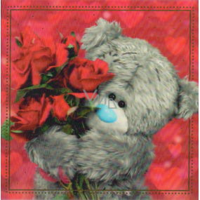 Me To You Blahopřání do obálky 3D Medvídek s kyticí červených růží 15 x 15 cm