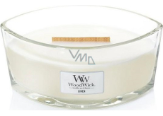 WoodWick Linen - Čistý len vonná svíčka s dřevěným širokým knotem a víčkem sklo loď 453 g