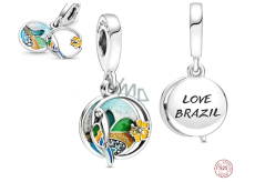 Charm Sterlingové stříbro 925 Miluji Brazílii - Brazilská pláž, 2v1 přívěsek na náramek cestování