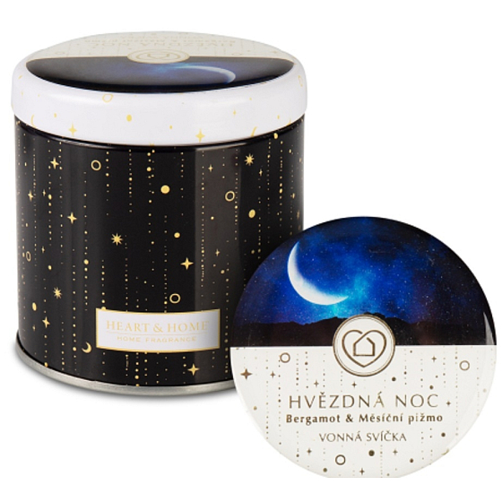 Heart & Home Hvězdná noc sojová vonná svíčka v plechovce hoří až 30 hodin 125 g