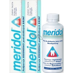 Meridol Zubní pasta 2 x 75 ml + Ústní voda bez alkoholu 100 ml